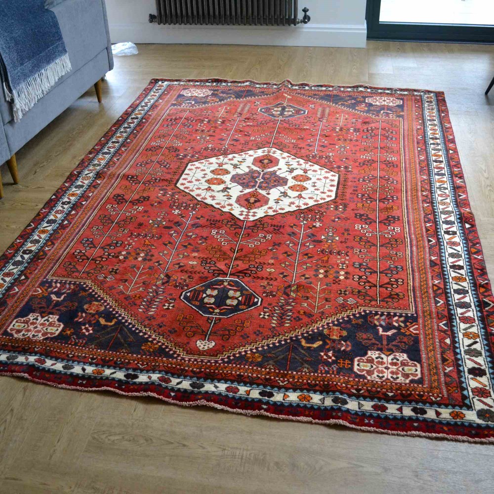 Shiraz Traditional Persian Medallion Rug in Red Cream